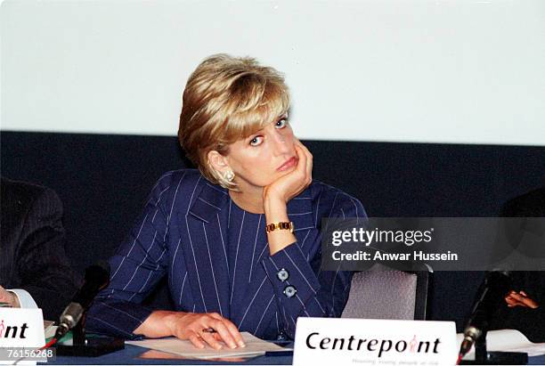 Diana, Princess of Wales attends Centrepoint's christmas campaign to help runaway children from becoming homeless on the streets at Bafta,...