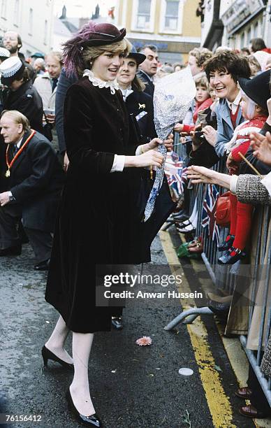 Princess Diana, Princess of Wales during a visit to Wales on October 29, 1981 in Wales.