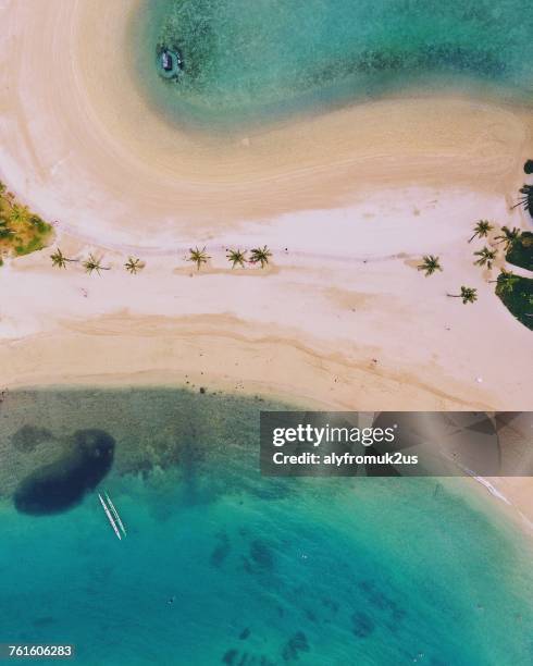 aerial view of waikiki beach, oahu, hawaii, america, usa - waikiki beach stock pictures, royalty-free photos & images