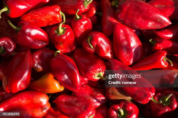 close-up of red peppers - bell pepper 個照片及圖片檔