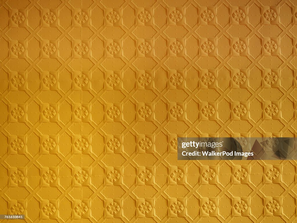 Yellow pressed tin ceiling