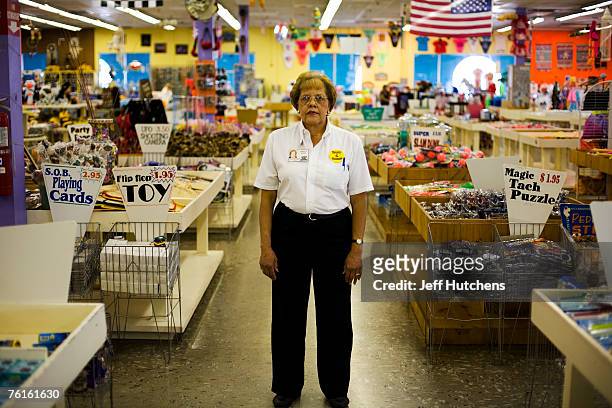 Shirley Jones a 41 year-long employee at South of the Border poses for a portrait in the Mexico West shop on July 21, 2006 in Dillon, South Carolina....