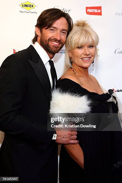 Actor Hugh Jackman and his wife Deborra-Lee Furness attend the 2007 Red Ball fundraising event for the Bone Marrow Donor Institute at Peninsula on...