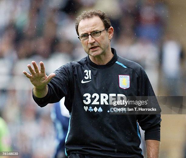 Villa manager Martin O'Neill gestures during a Premier League game between Newcastle United and Aston Villa at St James' Park , Newcastle on August...