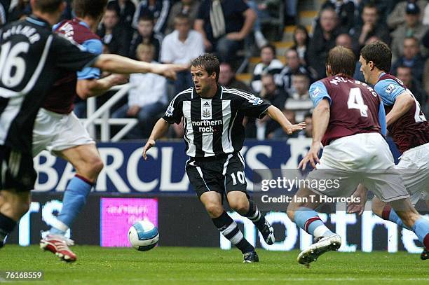 Michael Owen of Newcastle in action during a Premier League game between Newcastle United and Aston Villa at St James' Park , Newcastle on August 18,...