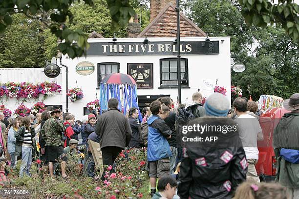 Protesters from the Camp For Climate Action gather 19 August 2007 in Harmondsworth which is at threat of being bulldozed to make way for the proposed...