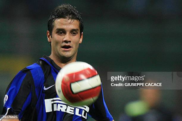 Inter's defender Cristian Chivu of Romania eyes the ball during their "Tim Super Cup" Vs Roma at San Siro Stadium, 19 August 2007. AFP PHOTO /...