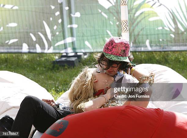 Peaches Geldof and Guest in the Virgin Mobile Louder Lounge at the V Festival