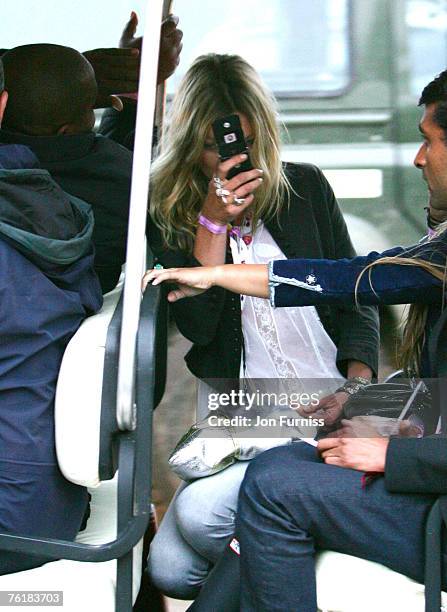 Kate Moss backstage after watching Kasabian play on stage at the V Festival on August 19, 2007 in Chelmsford, England