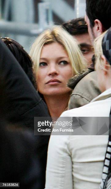 Kate Moss backstage after watching Kasabian play on stage at the V Festival on August 19, 2007 in Chelmsford, England