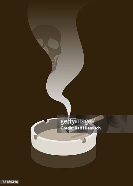 cigarette burning in an ashtray - rauchen stock-grafiken, -clipart, -cartoons und -symbole