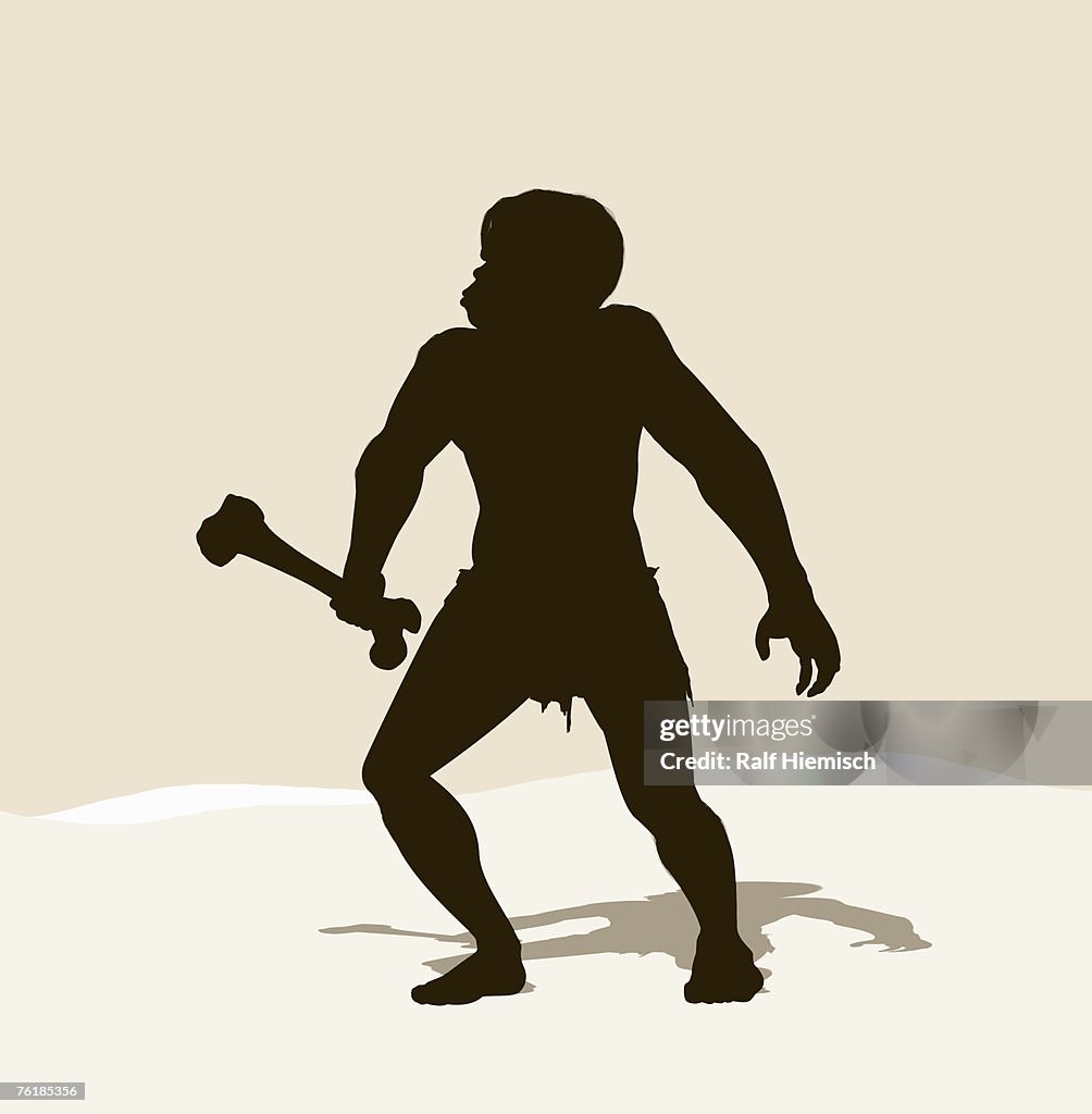 A caveman holding a bone