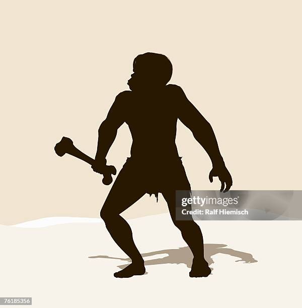 bildbanksillustrationer, clip art samt tecknat material och ikoner med a caveman holding a bone - grottman