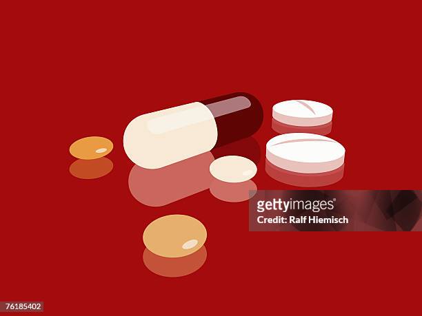 pills, capsules and tablets - nutritional supplement stock illustrations