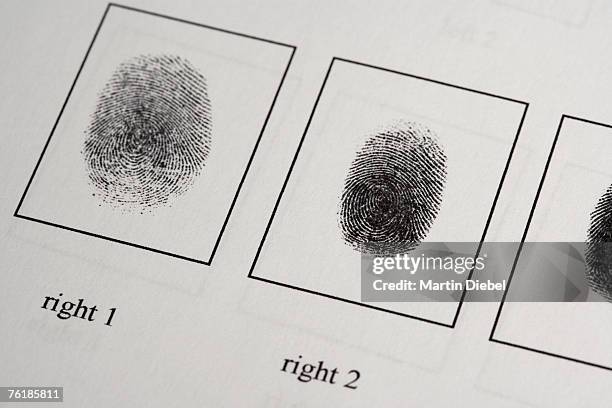 detail of a fingerprint document - arrest warrant stock pictures, royalty-free photos & images