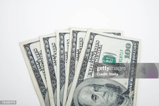 a fan of hundred dollar bills - utfälld bildbanksfoton och bilder