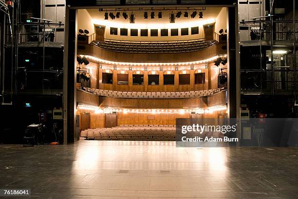 view of an illuminated art deco theater from backstage - backstage 個照片及圖片檔