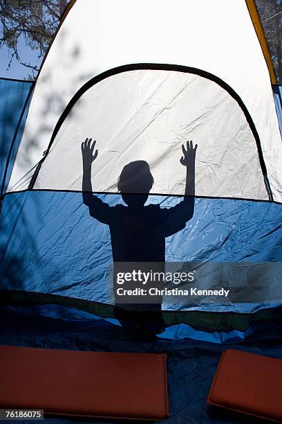 shadow of a young boy behind a tent - the comedy tent stock pictures, royalty-free photos & images