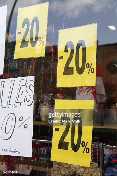 sale signs in a store window - mystery sale stock pictures, royalty-free photos & images
