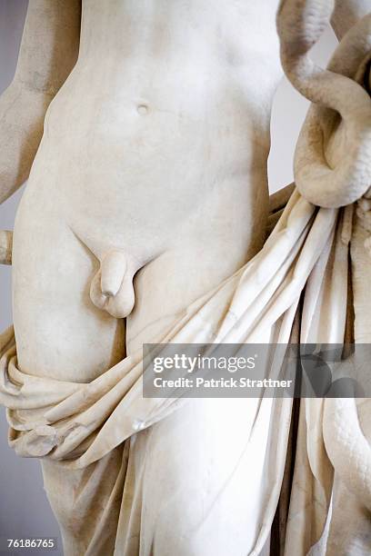 midsection of a naked male sculpture - museum sculpture stock pictures, royalty-free photos & images