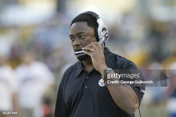 Head Coach Mike Tomlin of the Pittsburgh Steelers on the sideline during a preseason game against the Green Bay Packers at Heinz Field on August 11,...