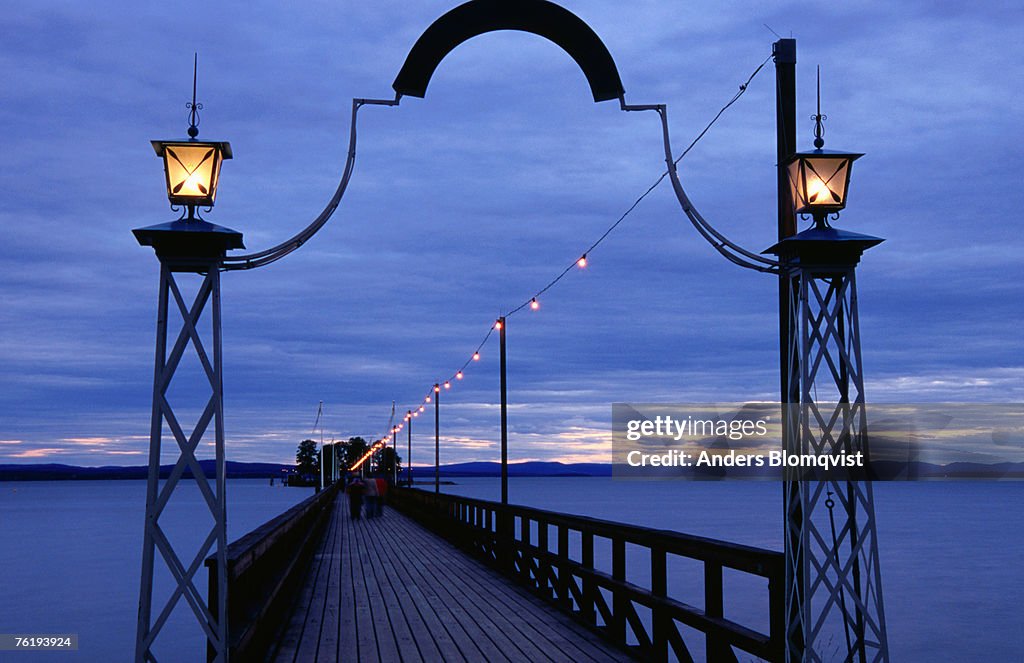 Langbryggan pier on Lake Siljan,  Rattvik, Dalarna, Sweden, Europe