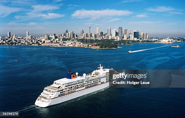 aerial view of ms europa, sydney, new south wales, australia, australasia - europa stock pictures, royalty-free photos & images