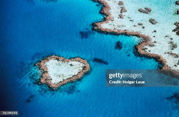 aerial of heart-shaped reef, hardy reef, near whitsunday islands, great barrier reef, queensland, australia, australasia - whitsundays stock pictures, royalty-free photos & images