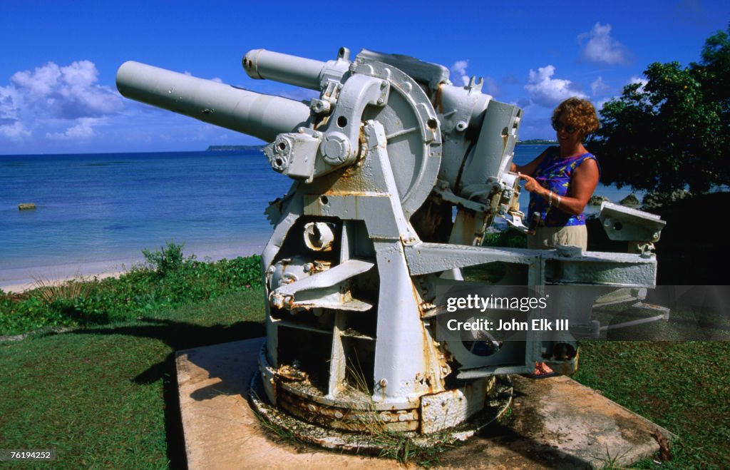 Anti-aircraft gun at War in the Pacific National Historical Park, Guam, Pacific