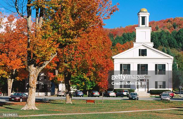 orange county courthouse with autumn leaves, chelsea, vermont, united states of america, north america - chelsea vt stock pictures, royalty-free photos & images