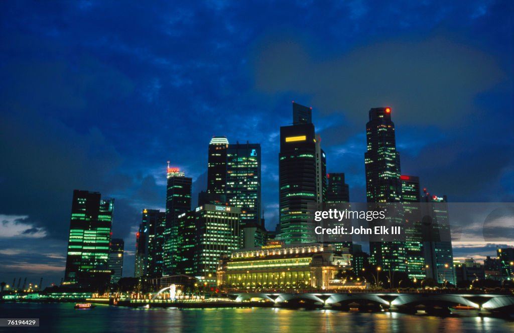 City skyline from Marina Promenade, Singapore, South-East Asia