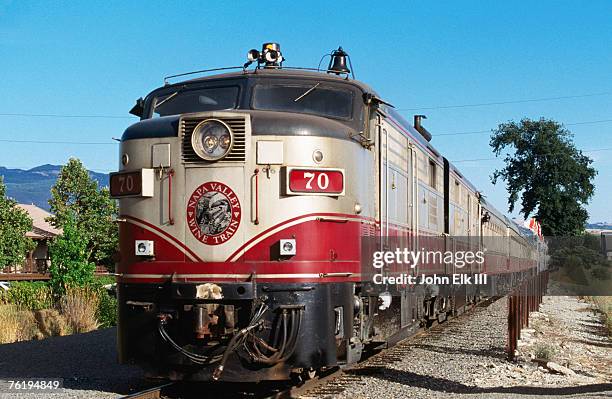 napa valley wine train, napa valley, california, united states of america, north america - locomotive foto e immagini stock