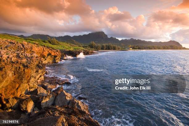 poipu beach, cliffs, kauai, hawaii, united states of america, north america - cliff side stock pictures, royalty-free photos & images