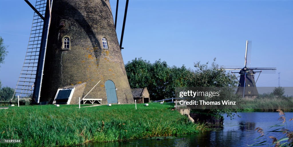 Two windmills, Netherlands, Europe