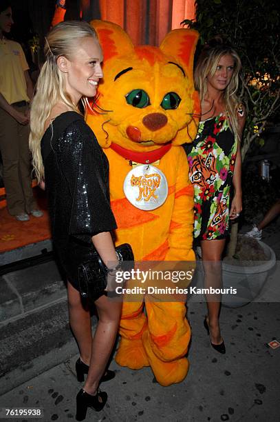 "America's Next Top Model" winner CariDee English and Model Rachel Hunter attend the "The Meow Mix Acatemy" Launch Party at the Daryl Roth Theatre on...