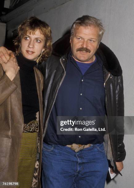 Actor Brian Dennehy and wife Jennifer Arnott being photographed on January 7, 1986 at Spago Restaurant in West Hollywood, California.