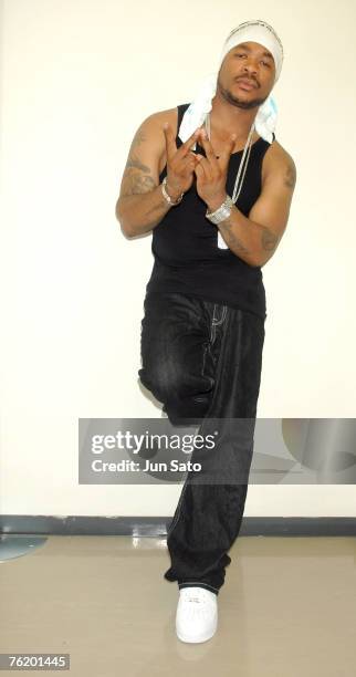 Rapper Xzibit poses backstage photoshoot at the Tokyo leg of the Live Earth series of concerts, at Makuhari Messe, Chiba on July 7, 2007 in Tokyo,...