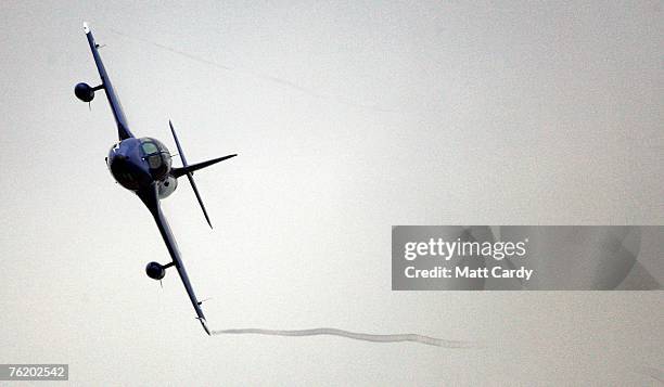 Miles Hilton-Barber, the blind adventurer, in flight during his attempt at breaking the world air speed record for a blind pilot, flying a Hawker...