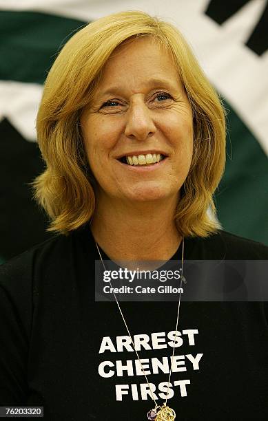 Peace activist Cindy Sheehan, mother of US soldier Casey Sheehan who died in Iraq in 2004, and Reverend Lennox Yearwood, Jr. , president of the...