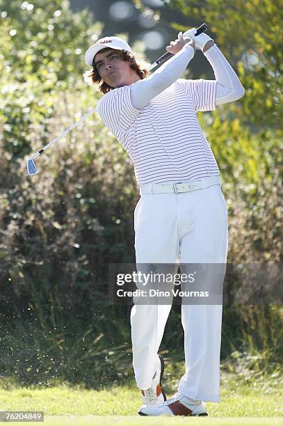 Rickie Fowler hits a tee shot in the first round of the U.S. Amateur at the Olympic Club, August 20, 2007 in San Francisco, California.