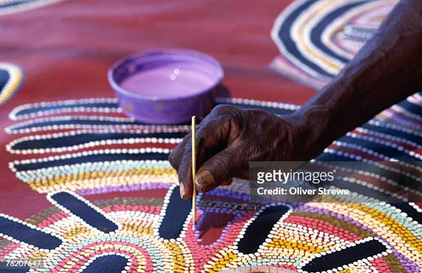 painting of aboriginal artwork, northern territory, australia, australasia - aboriginal artwork stock-fotos und bilder