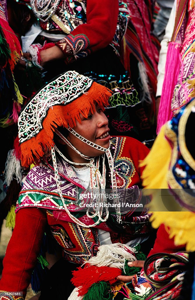 People in traditional clothing at Inti Raymi Festival, Cuzco, Peru, South America