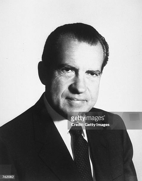 Portrait of 37th United States President Richard M. Nixon. June 17, 2002 is the 30th anniversary of the arrest of five burglars inside the Watergate...