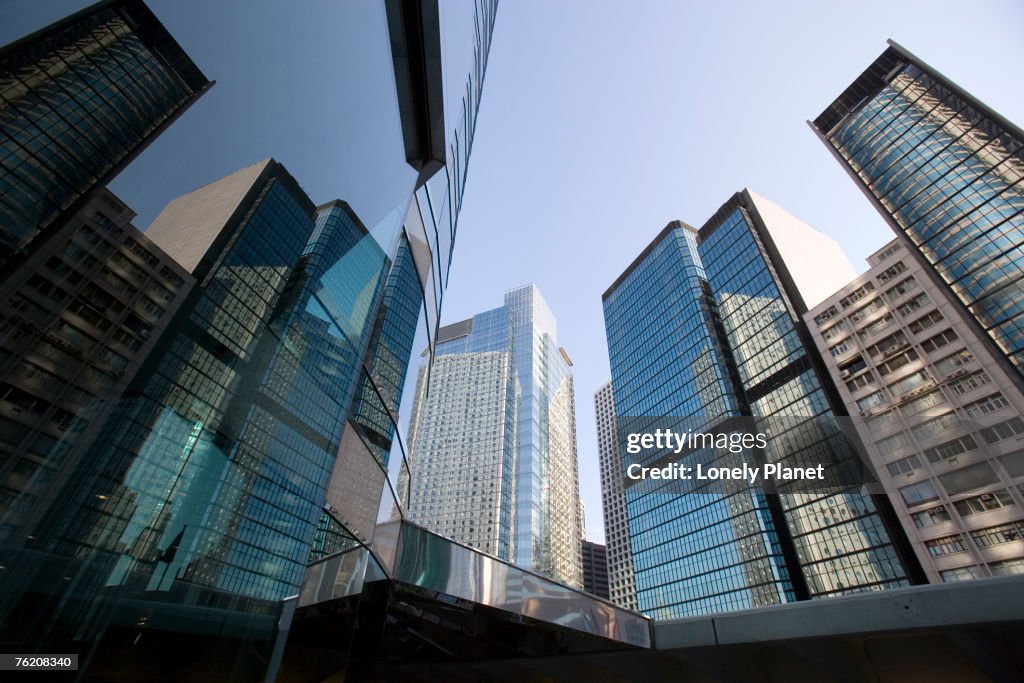 Exterior of reflective towers, Central, Hong Kong, China, North-East Asia