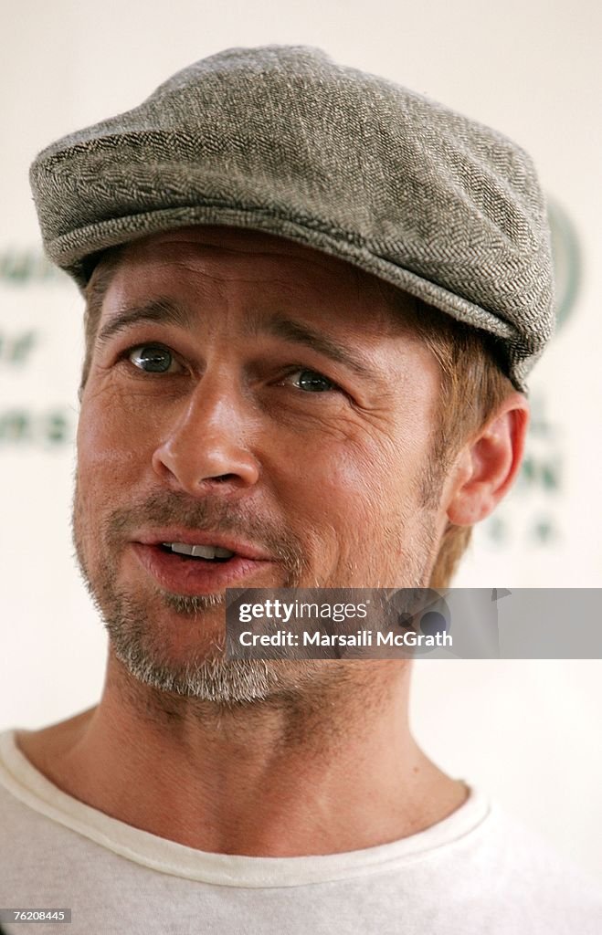 Global Green USA Press Conference With Brad Pitt Discussing House Project