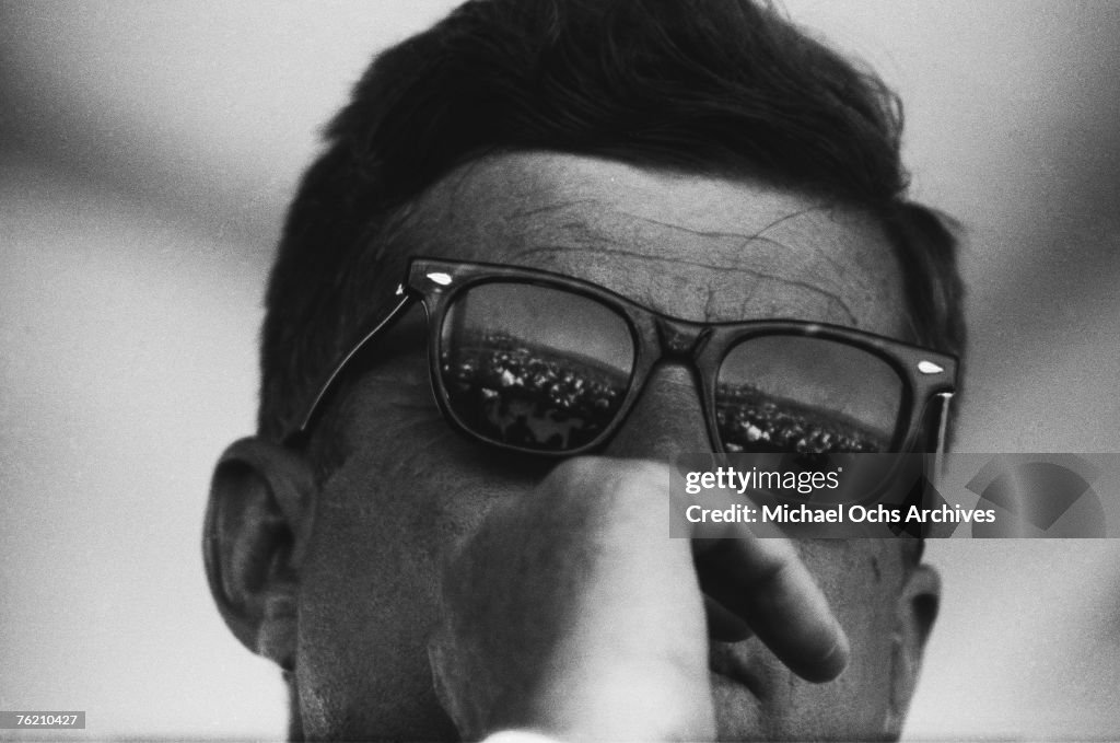 President John F. Kennedy the crowd in his Ban... News Photo - Getty