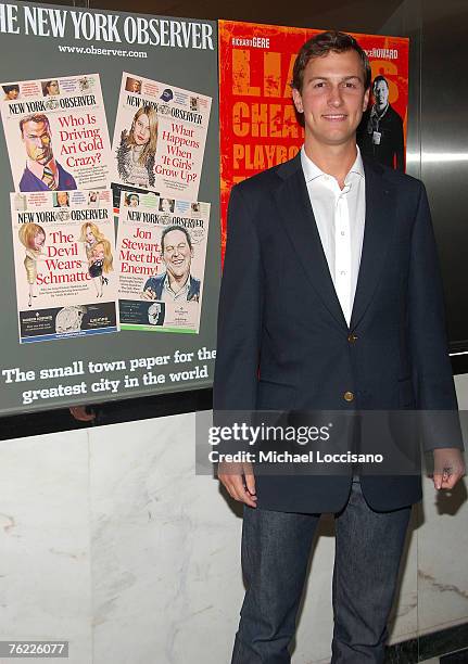 Owner of the New York Observer Jared Kushner attends the New York premiere of "The Hunting Party" at the Paris Theater August 22, 2007 in New York...