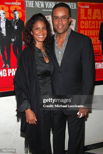 Maurice DuBois and Andrea DuBois attends the New York premiere of "The Hunting Party" at the Paris Theater August 22, 2007 in New York City.