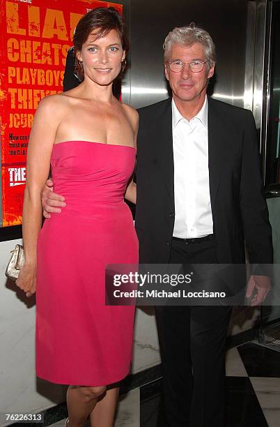Carey Lowell and actor Richard Gere attend the New York premiere of "The Hunting Party" at the Paris Theater August 22, 2007 in New York City.