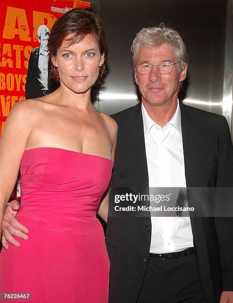 Carey Lowell and actor Richard Gere attend the New York premiere of "The Hunting Party" at the Paris Theater August 22, 2007 in New York City.